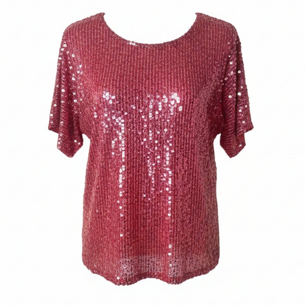 Crimson Shimmer Silk Blouse